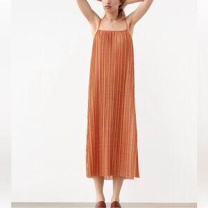 NWT Zara Orange Gingham Midi Dress